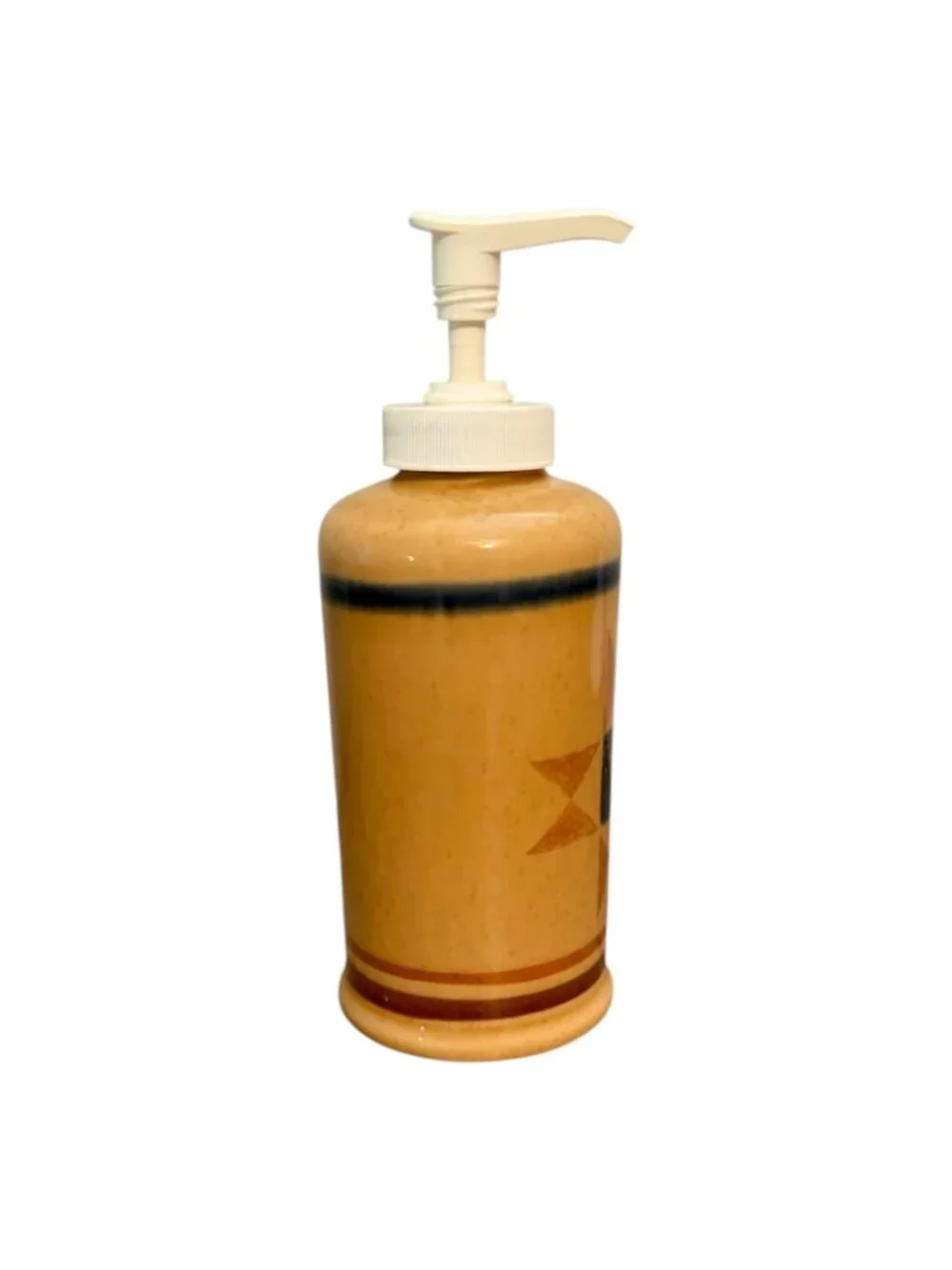 Pfaltzgraff Folk Art Stoneware Soap Lotion Dispenser Pump Vintage USA